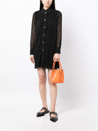 Georgette Straight-Point Collar Dress