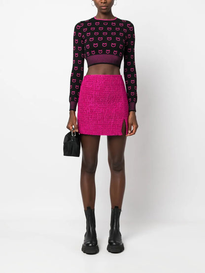 Intarsia-Knit Cropped Jumper