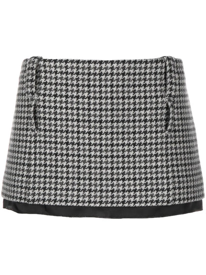 Houndstooth-Pattern Virgin-Wool Miniskirt