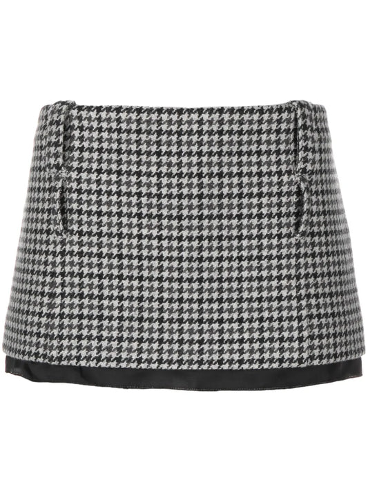 Houndstooth-Pattern Virgin-Wool Miniskirt