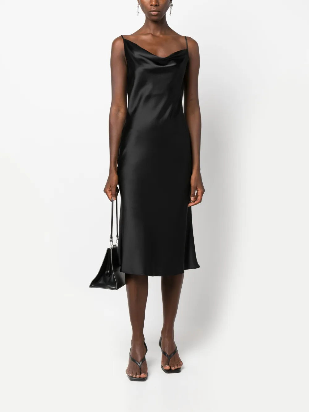 Drapped Satin-Finish Dress
