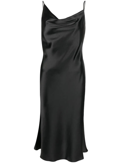 Drapped Satin-Finish Dress