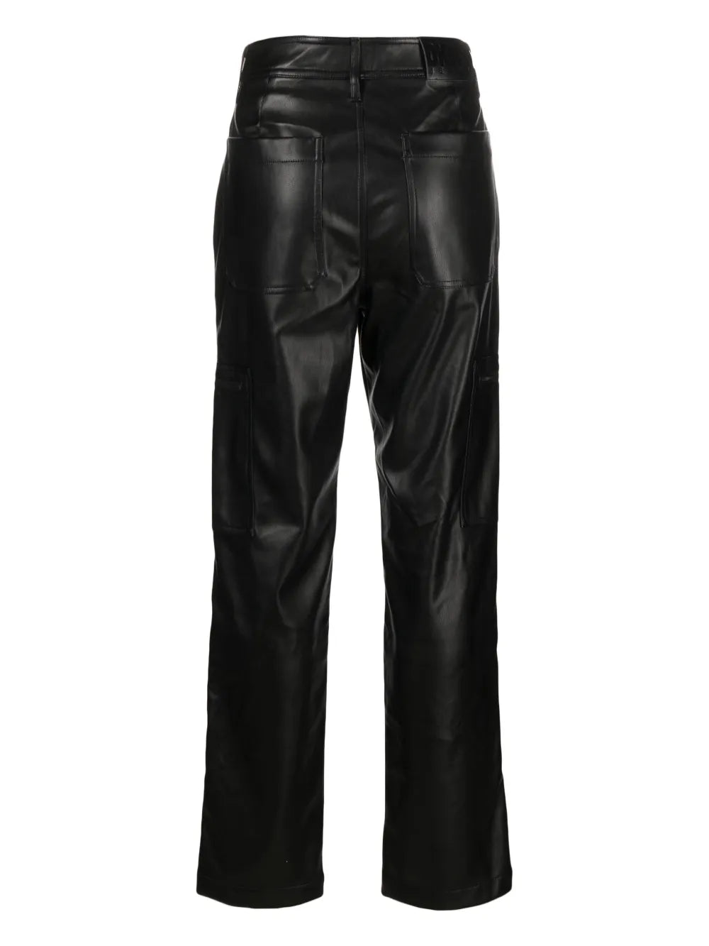 Flared Faux-Leather Cargo Trousers