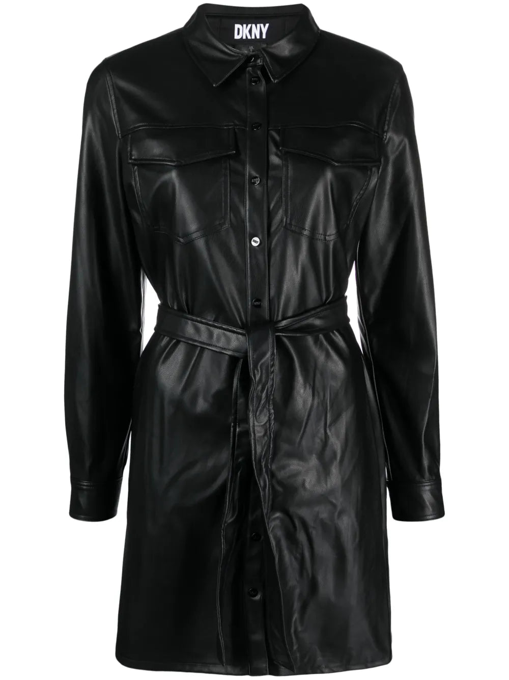 Long-Sleeve Button-Up Minidress