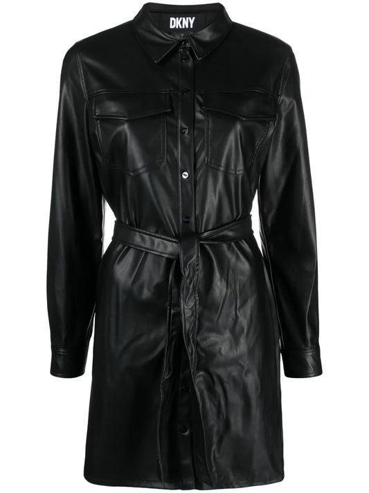 Long-Sleeve Button-Up Minidress