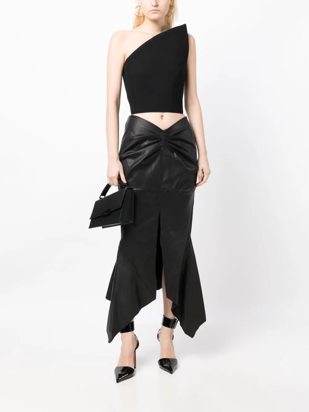 Analogy Leather Midi Skirt