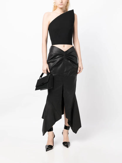 Analogy Leather Midi Skirt
