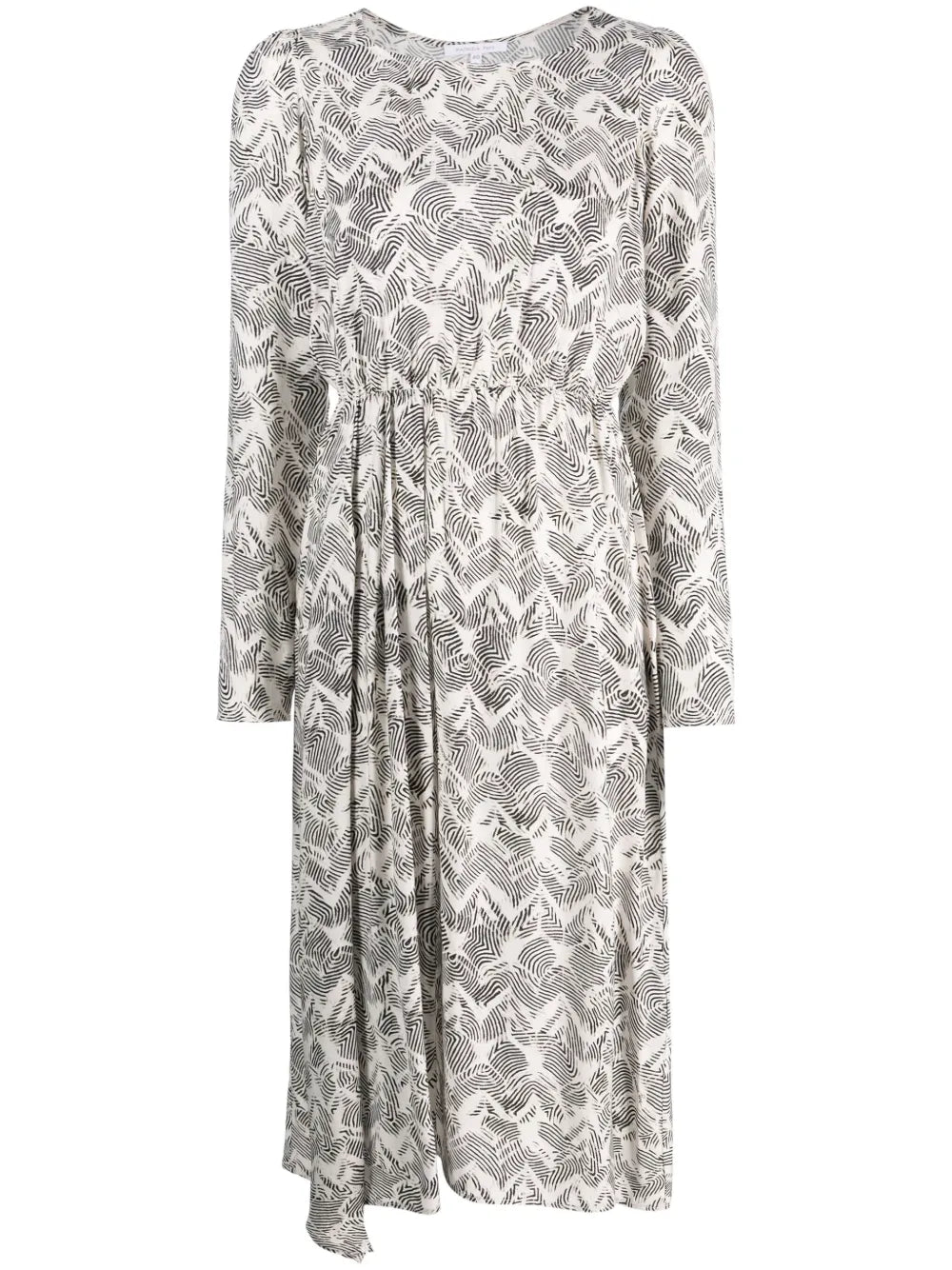Zebra-Print Elasticated-Waist Midi Dress