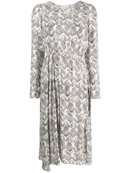 Zebra-Print Elasticated-Waist Midi Dress