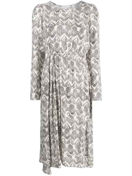 Zebra-Print Elasticated-Waist Midi Dress