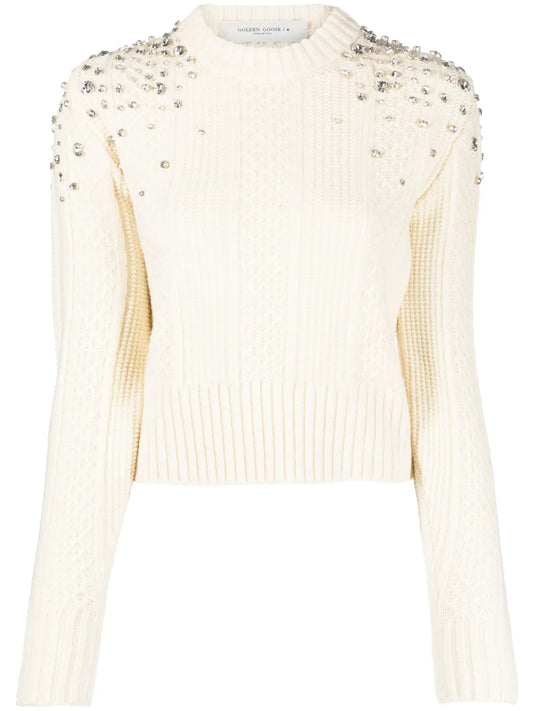 Crystal-Embellished Virgin Wool Jumper