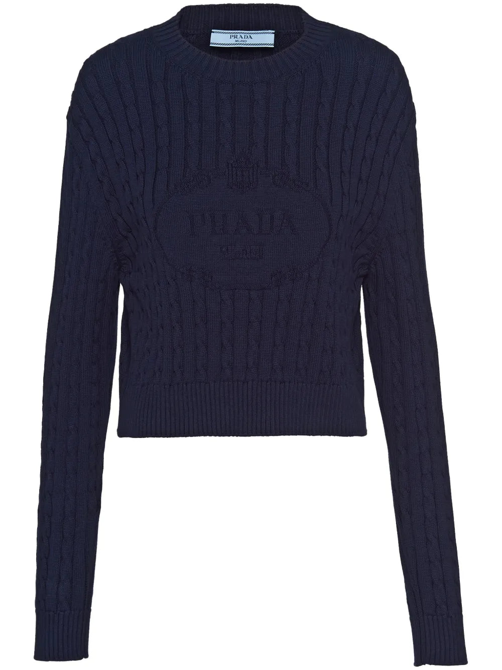 Logo-Intarsia Cable-Knit Jumper