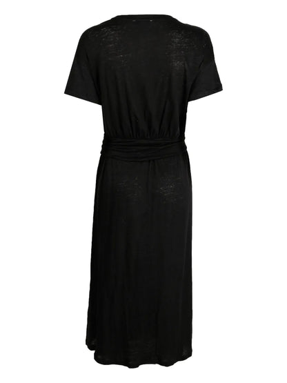 Short-Sleeve Linen Long Dress