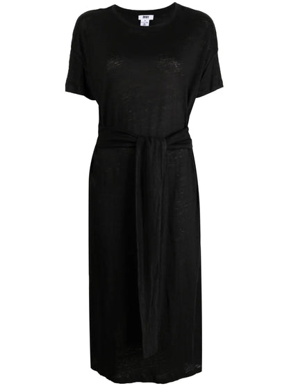 Short-Sleeve Linen Long Dress