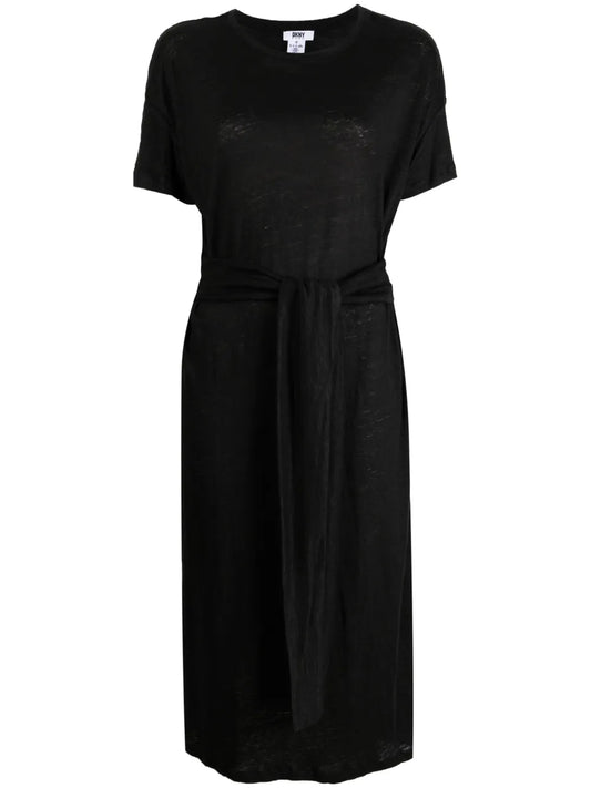 Short-Sleeve Linen Long Dress