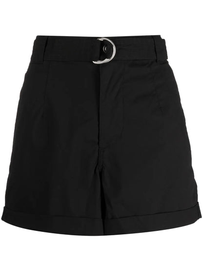 Belted Cotton Mini Shorts