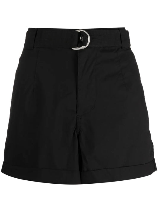 Belted Cotton Mini Shorts