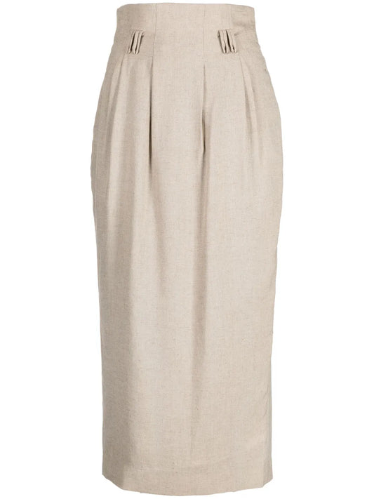 Pleat-Detailing Midi Skirt