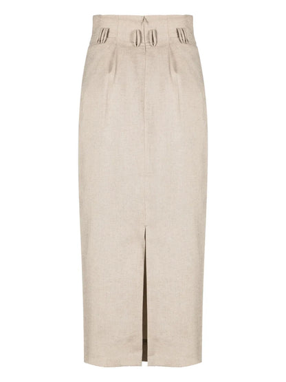 Pleat-Detailing Midi Skirt