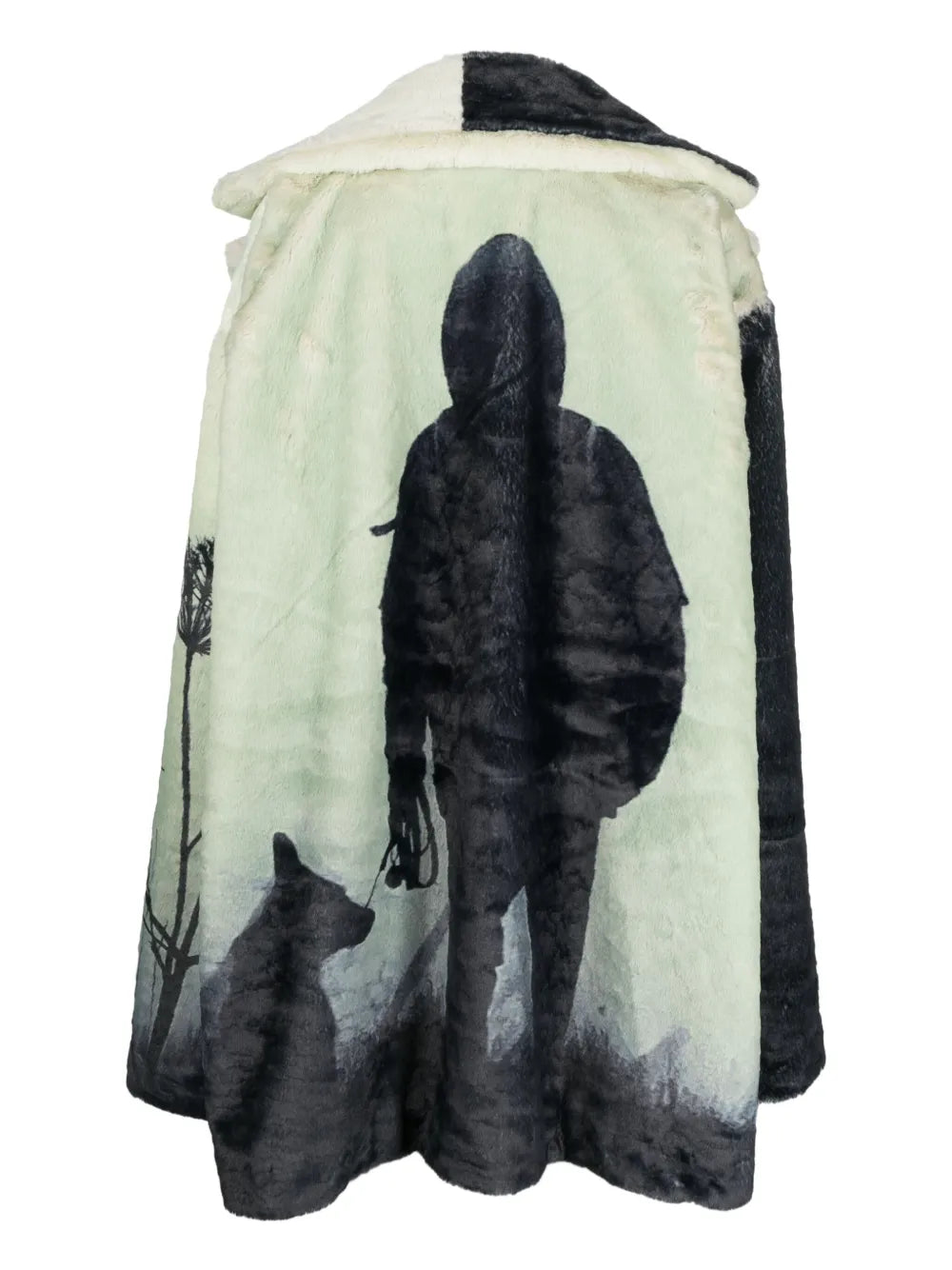 Graphic-Print Faux-Fur Coat