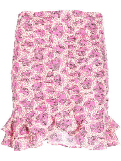 Milendi Abstract-Print Ruched Miniskirt