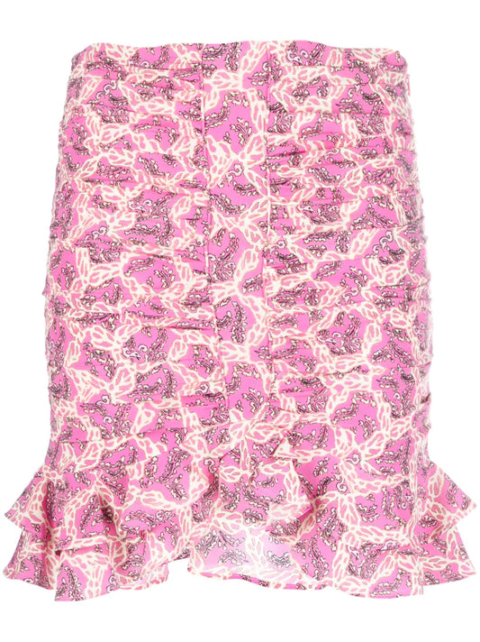 Milendi Abstract-Print Ruched Miniskirt
