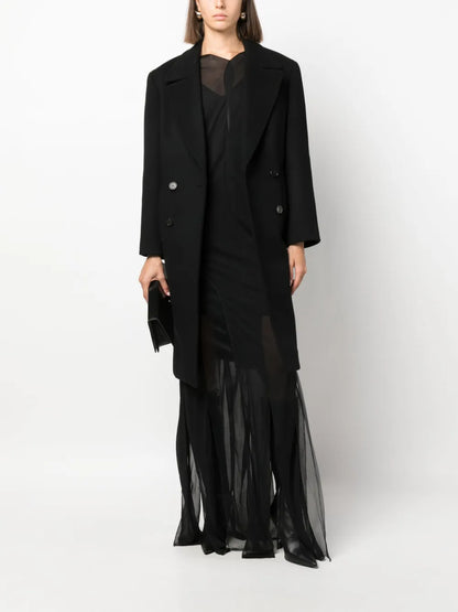 Shoulder-Pad Double-Breasted Coat