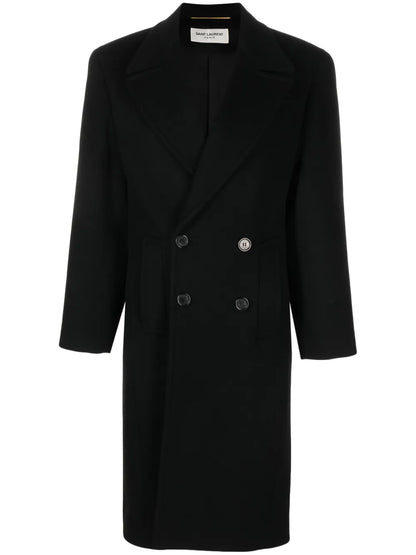 Shoulder-Pad Double-Breasted Coat