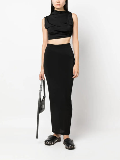 Elasticated-Waistband Maxi Skirt
