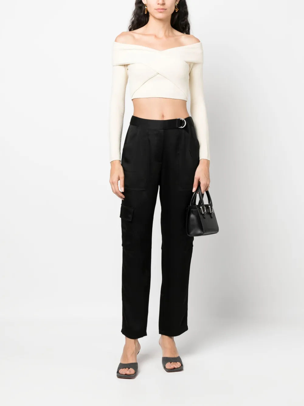 Tapered-Leg Satin Trousers