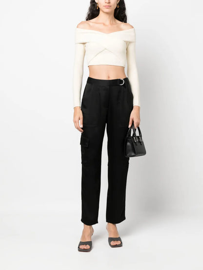 Tapered-Leg Satin Trousers