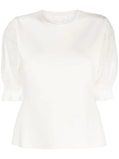 Lace-Detail Knitted Top