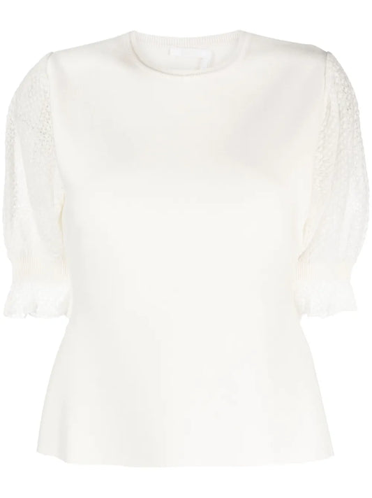 Lace-Detail Knitted Top