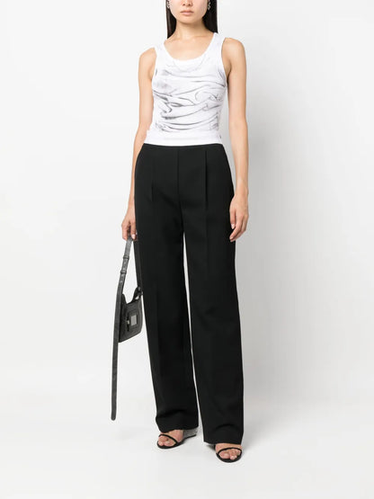 Logo-Waistband Straight-Leg Trousers