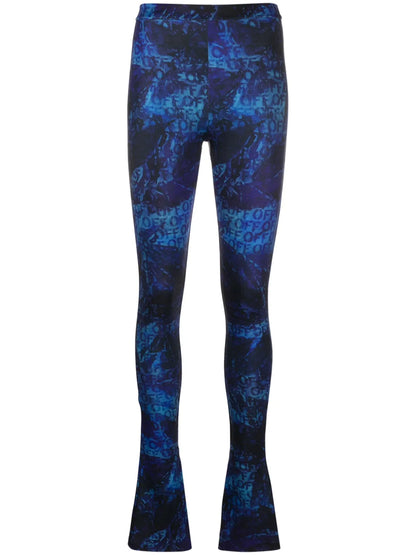 All-Over Logo-Print Flared Trousers