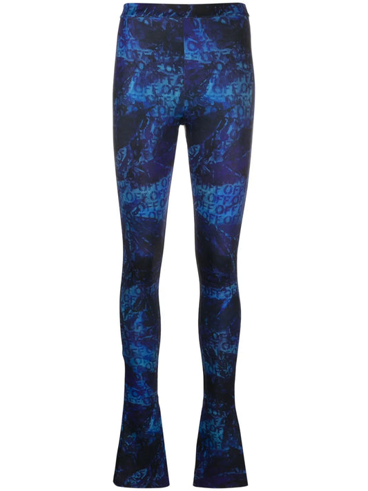 All-Over Logo-Print Flared Trousers