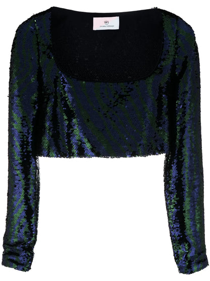 Sequin-Embellished Cropped Top