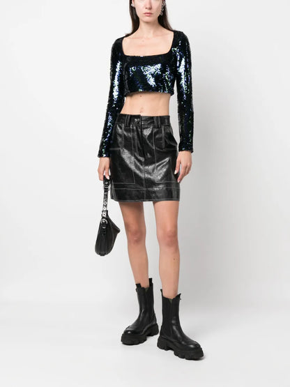 Sequin-Embellished Cropped Top