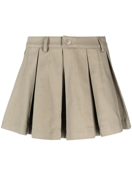Knife-Pleat Organic Cotton Miniskirt