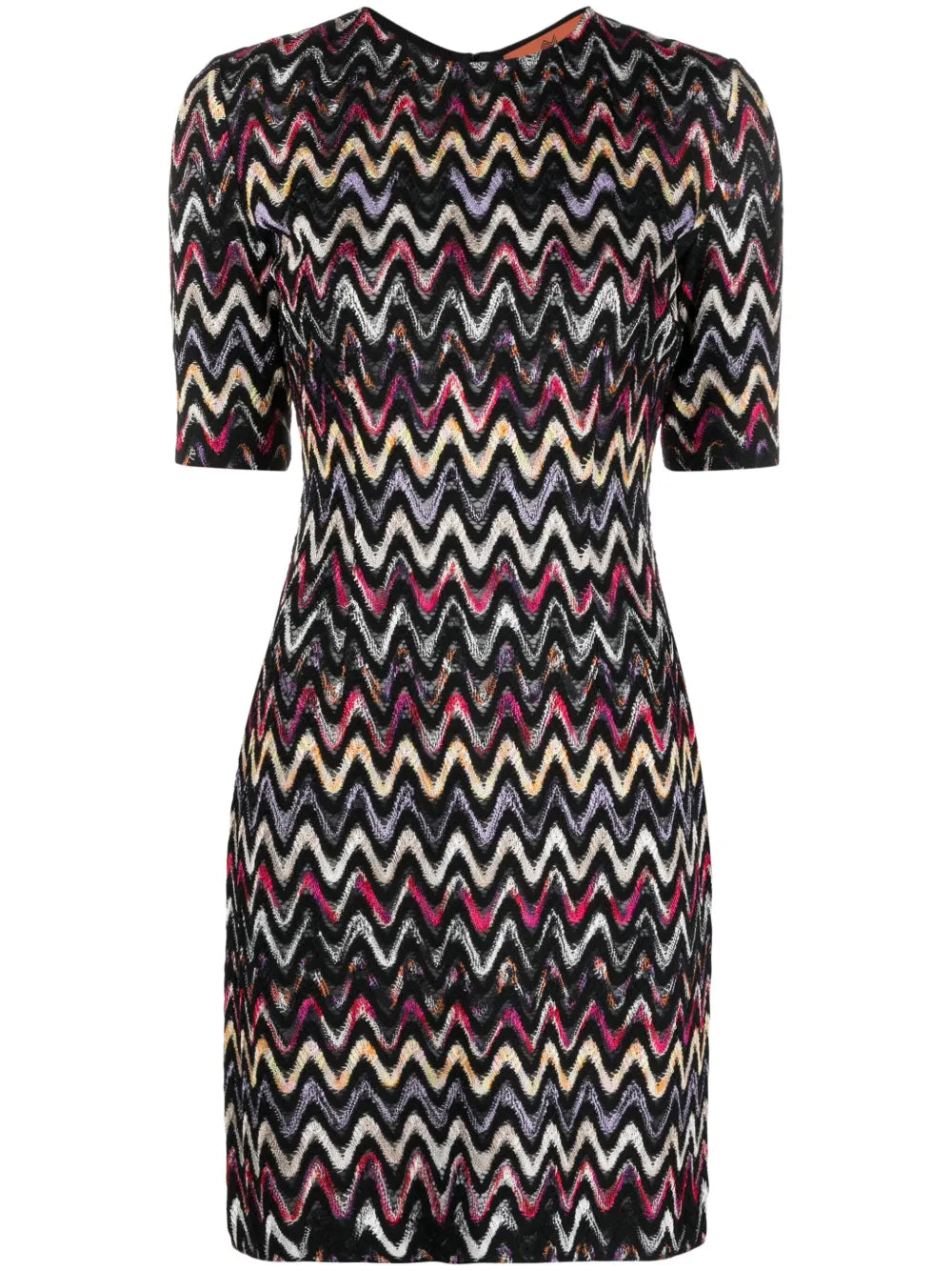 Zigzag-Embroidered Wool-Blend Dress