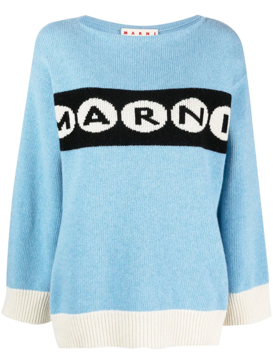 Intarsia-Knit Logo Virgin Wool Jumper