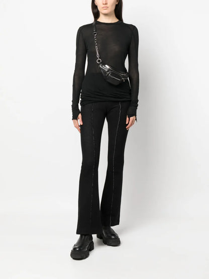 Exposed-Seam Flared Trousers