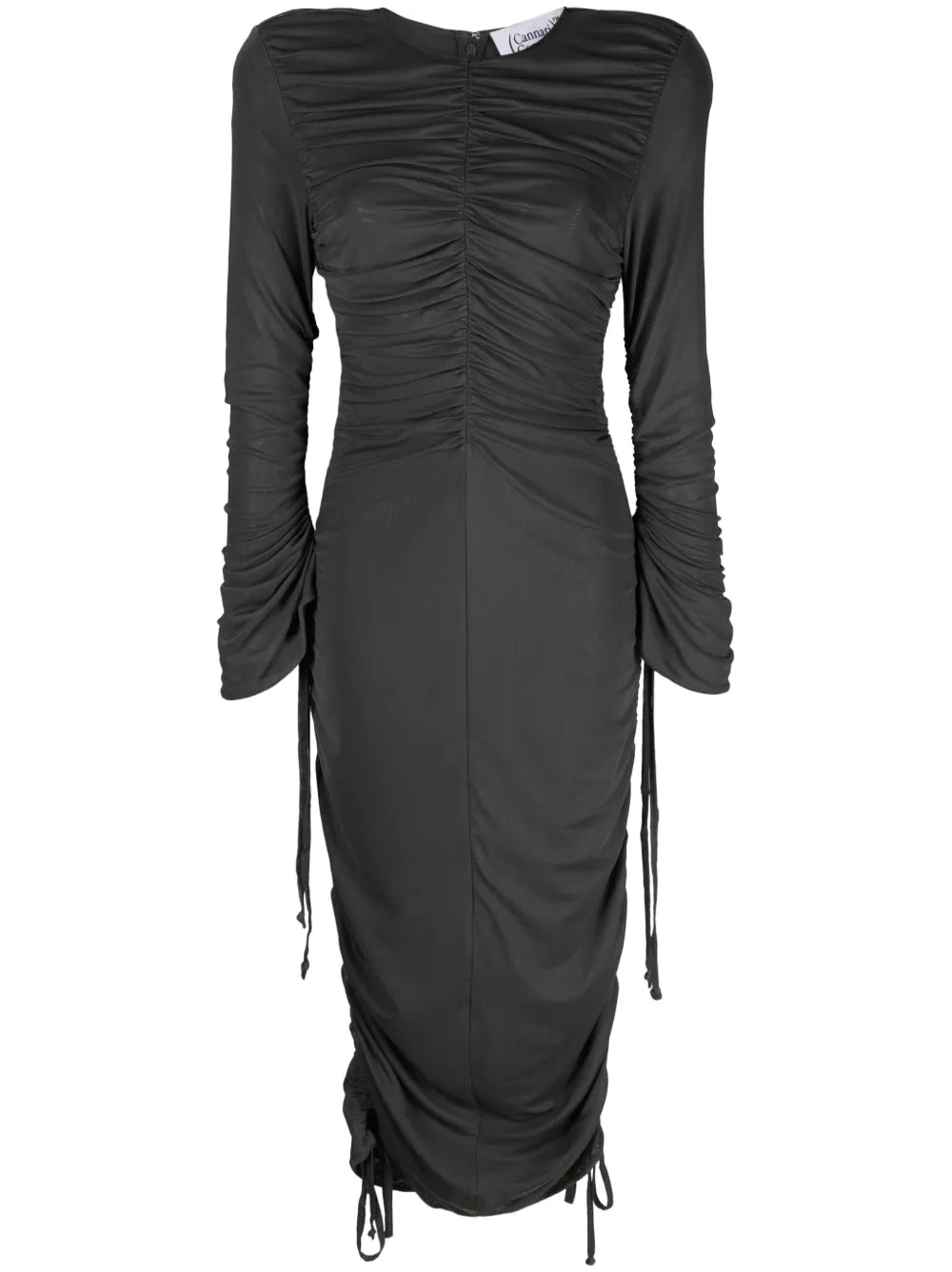 W. Ruffles Long-Sleeve Midi Dress