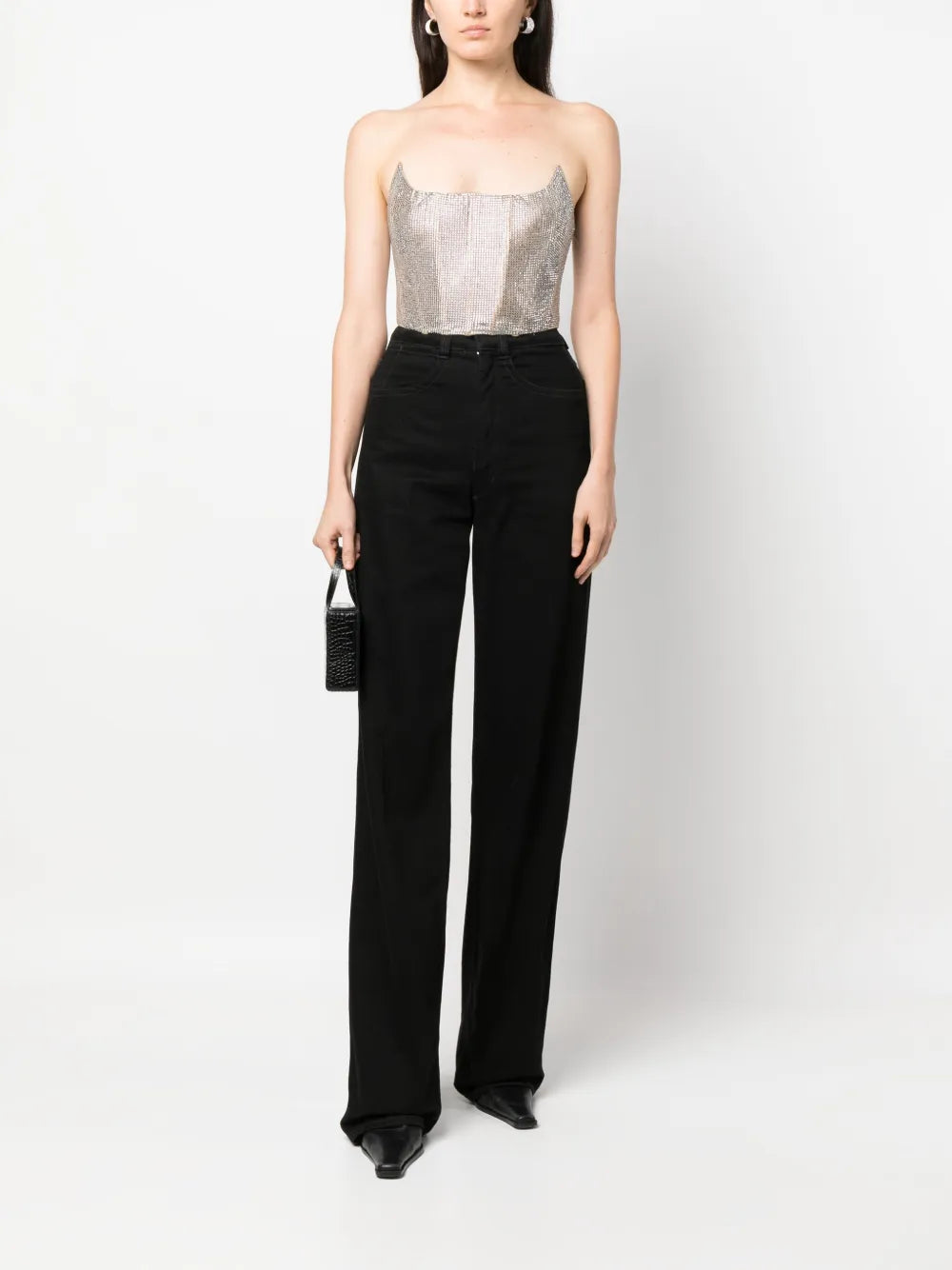 Rhinestone-Embellished Strapless Top