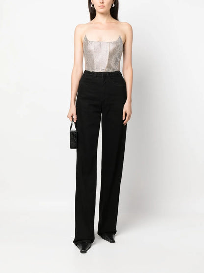 Rhinestone-Embellished Strapless Top