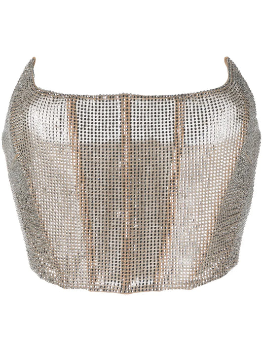 Rhinestone-Embellished Strapless Top