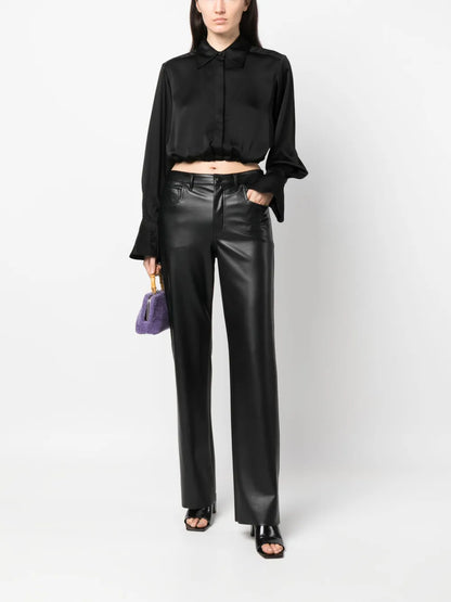 Cropped Satin Shirt