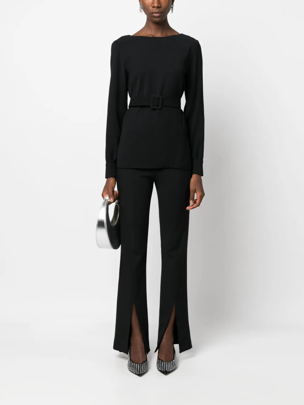 Belted Long-Sleeved Blouse