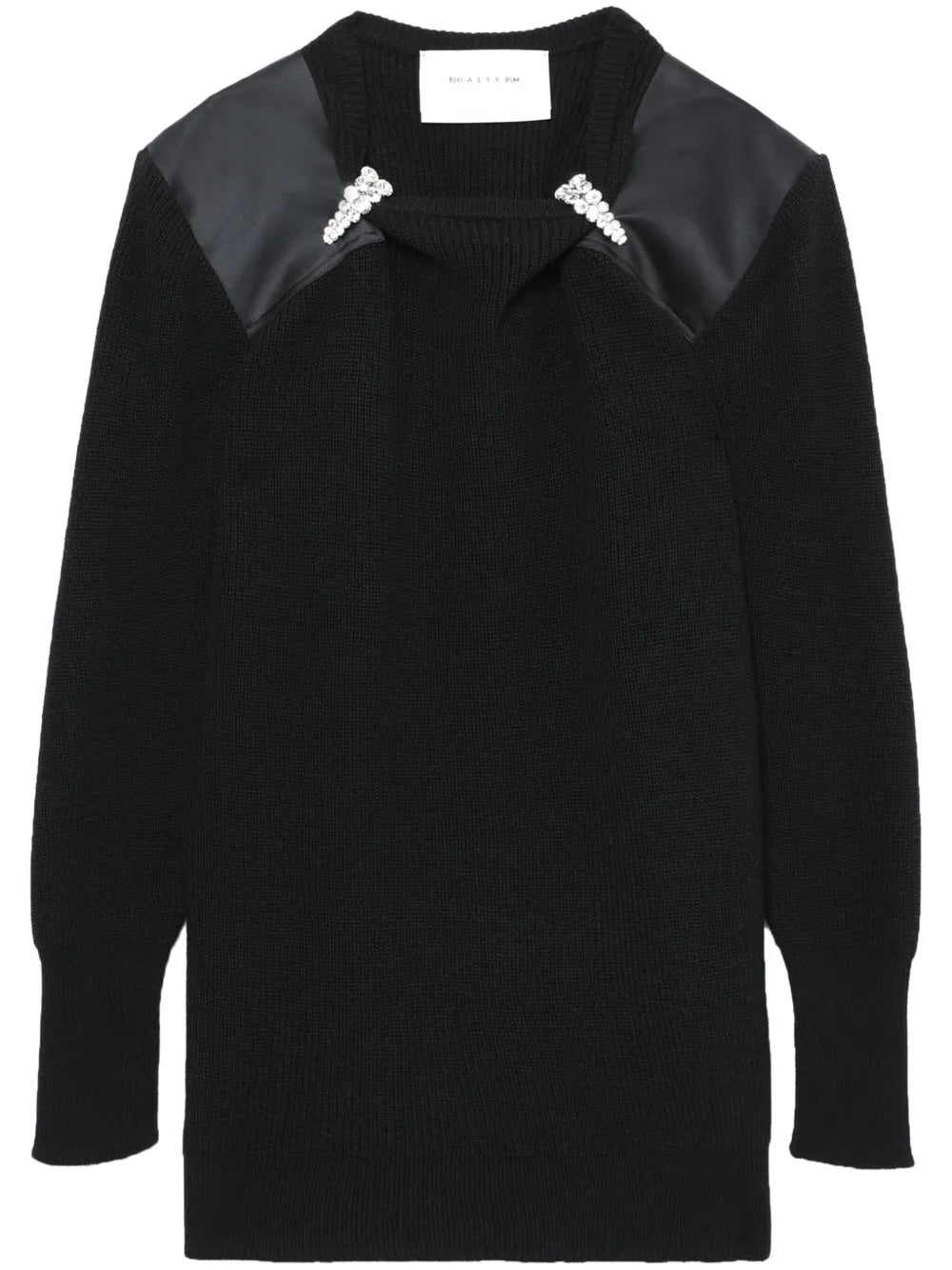 Crystal-Embellished Ribbed-Knit Mini Dress