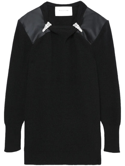 Crystal-Embellished Ribbed-Knit Mini Dress